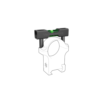 Montierte Wasserwaage SCACD-19 mit seitlicher Schraubbefestigung, universell einsetzbar für X-Accu Optikzubehör.