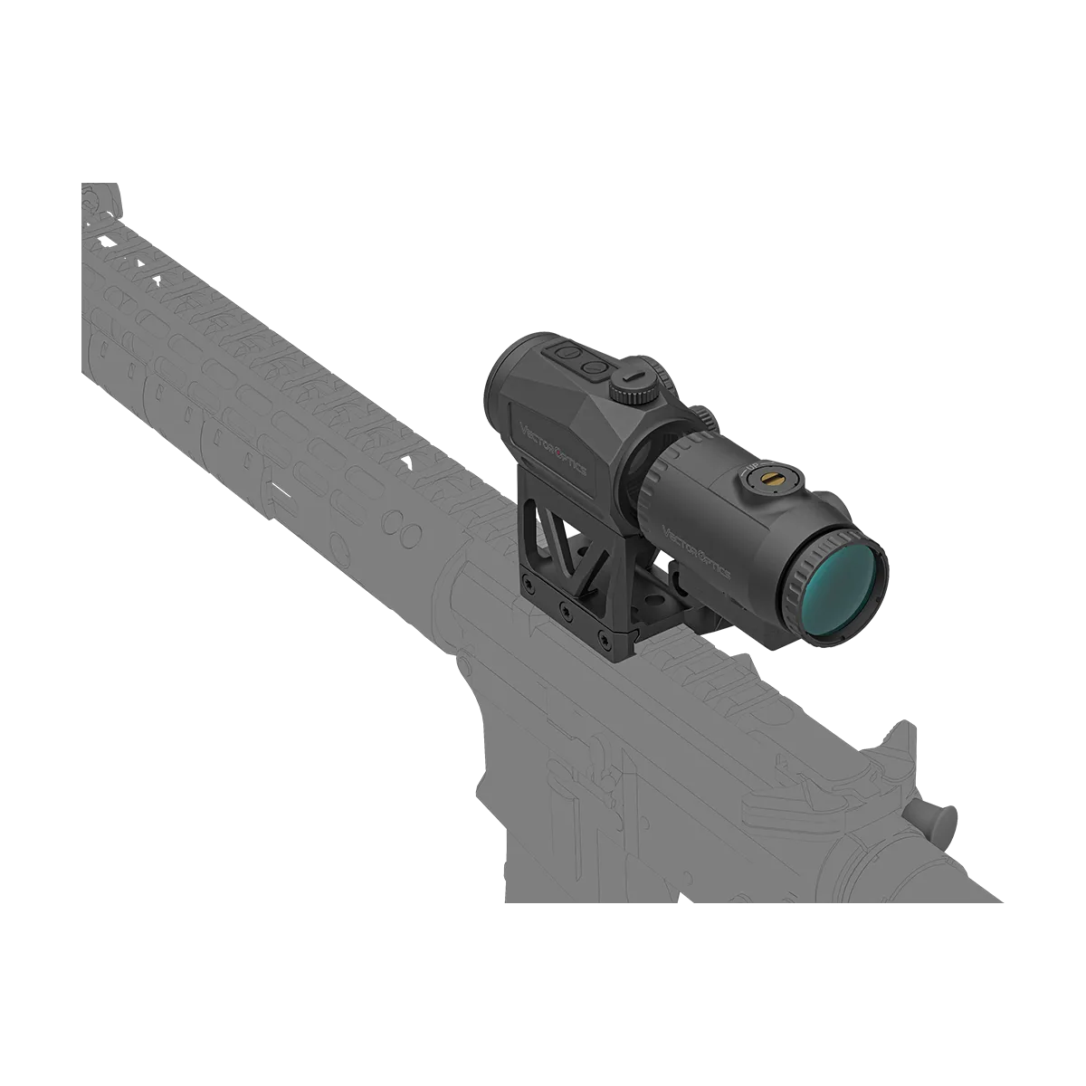 Rückansicht der montierten Scrapper Red Dot & Paragon Flip-Montage auf AR-Plattform, ideal für taktische Präzision.