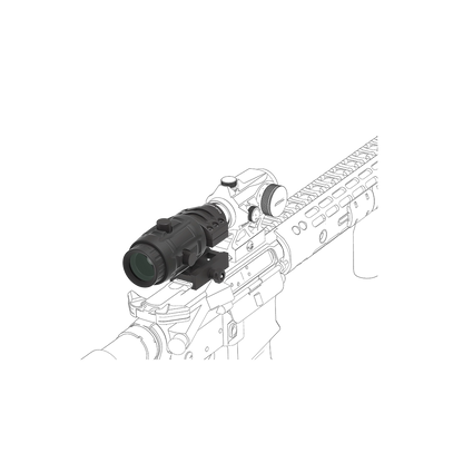 Montierter 3x Magnifier Maverick SCMF-11 auf Waffe mit Reflexvisier. Ideal für präzises Zielen bei mittleren Distanzen.