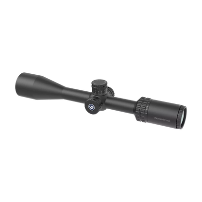 Rückansicht des Hugo 4-16x44 SFP SCOL-29 Zielfernrohrs von Vector Optics mit Zoomring und Okular für präzise Zielerfassung.