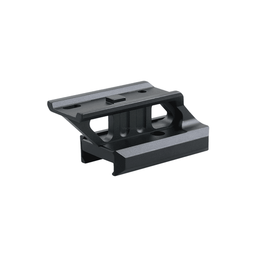 Montage RUM auf Picatinny Riser Mount MAV-P08 aus 6063-T6 Aluminium mit 21.2mm Höhe, ideal für T1/T2 Optiken, leicht und robust konstruiert.