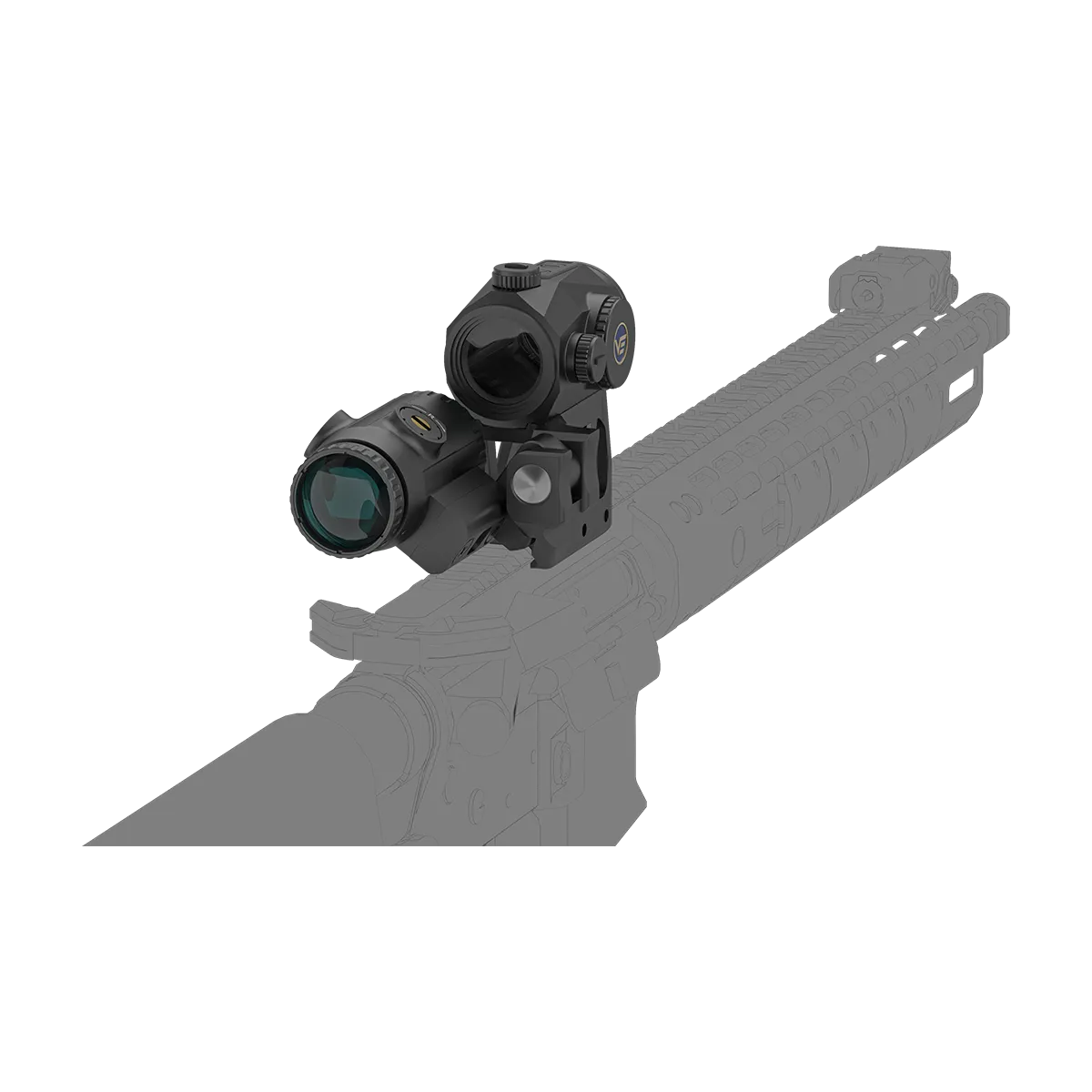 Scrapper Red Dot & Paragon Magnifier auf AR-Plattform montiert, zeigt perfekte Integration und Zielgenauigkeit.