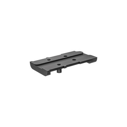 Stahladapter SCFRM-16 mit RMS Footprint zur Montage auf Glock MOS Pistolen, robustes Design für präzise Optikbefestigung.