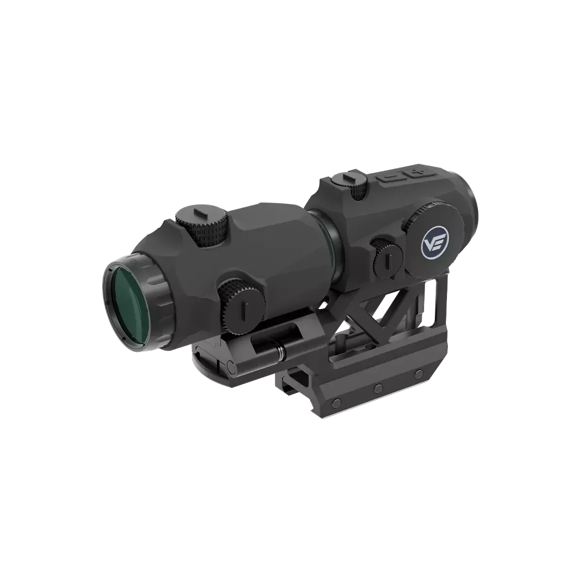 Hochwertiger Maverick Flip-Magnifier mit robuster Gewehrmontage von Vector Optics, geeignet für präzise Zielerfassung im Einsatz.