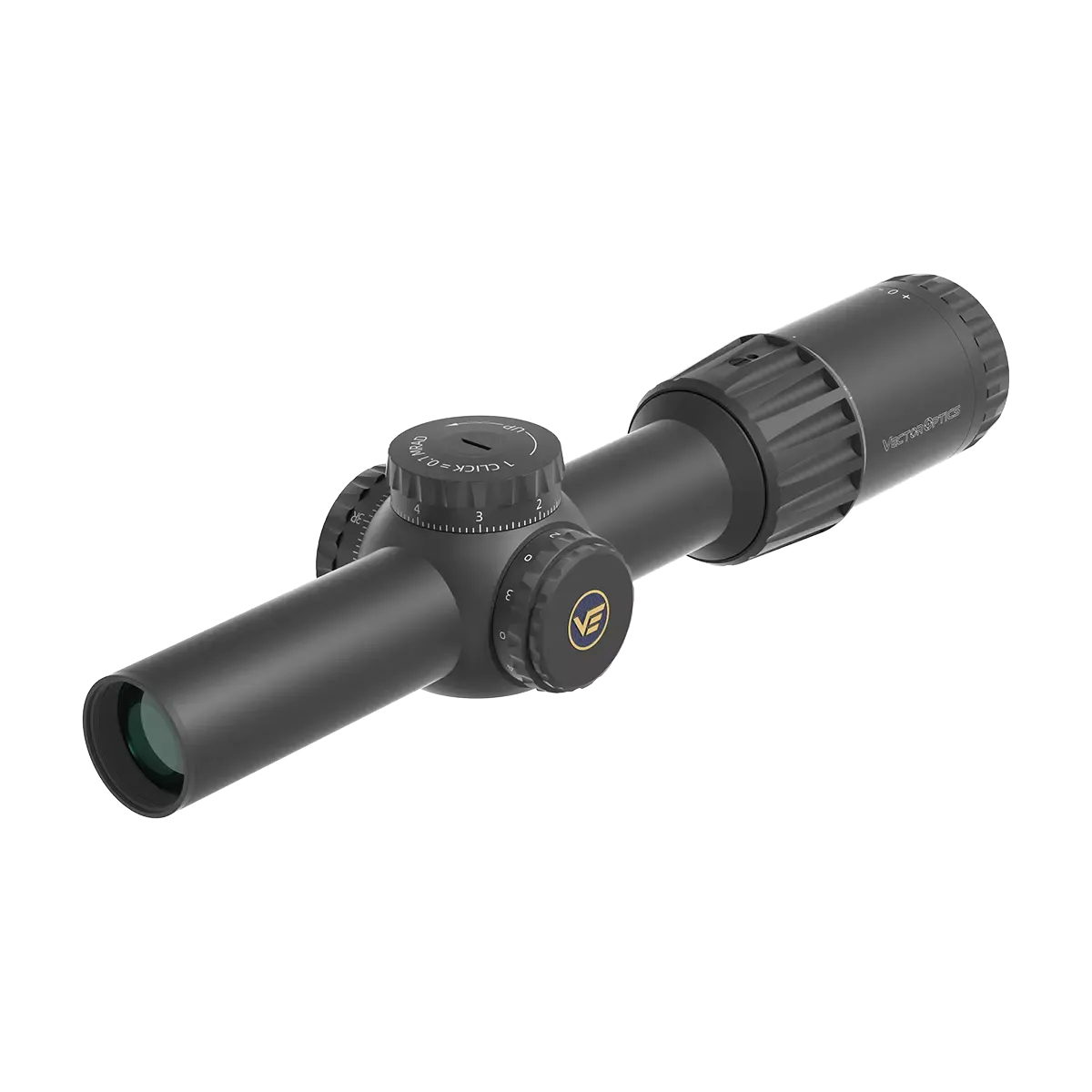 Tauron 1-6x24 FFP Zielfernrohr kompakt & robust mit MIL-Absehen und taktischen Türmen, ideal für Jagd und Sportschießen.