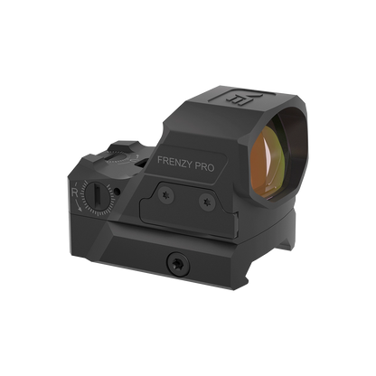 Frenzy-X 1×19×26 GenII - Vector Optics | Red Dot Visier Seitenansicht mit FRENZY PRO Gravur und Justierrad für präzise Zielanpassung.