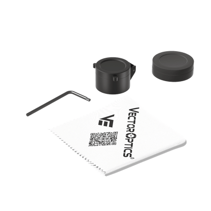 Zubehörset für 3x Magnifier Maverick SCMF-11 mit Linsenschutz, Reinigungstuch und Inbusschlüssel. Alles für sofortige Einsatzbereitschaft.