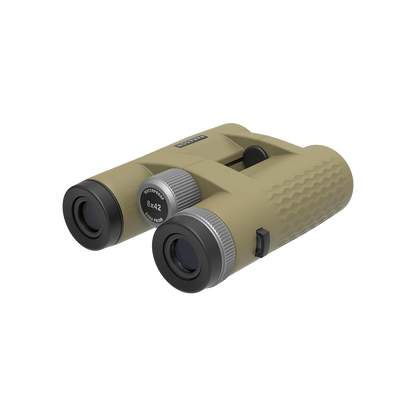 Rückansicht des Paragon 8x42 HD Fernglases mit Dioptrienausgleich und IP67-Zertifizierung für zuverlässige Nutzung bei jedem Wetter.