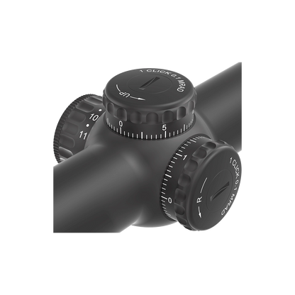 Detailansicht der Verstelltürme des Continental X10 1–10×24i ED mit klarer Klick-Skalierung. Ideal für schnelle Zielanpassung im Feld.