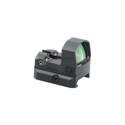 Seitliche Ansicht des Frenzy-S 1x17x24 Red Dot Sights mit Multi-Reticle-System und präziser Höhen- und Seitenverstellung.