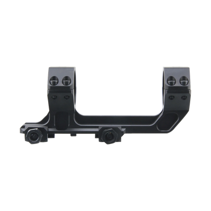 Frontansicht der Cantilever 30mm AR Montierung mit 38mm Höhe, robust und ideal für taktische Optiken auf AR-Waffenplattformen ohne Vorneigung.