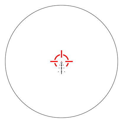 Rotes BDC-Absehen des Prismenvisiers 3x18 Micro Paragon mit 10-stufiger Beleuchtung für schnelle Zielerfassung bei Tageslicht.