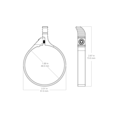Technische Zeichnung des Vergrößerungsrings SCCON-TL2 mit Maßangaben, passend für Vector Optics Continental Zielfernrohre.