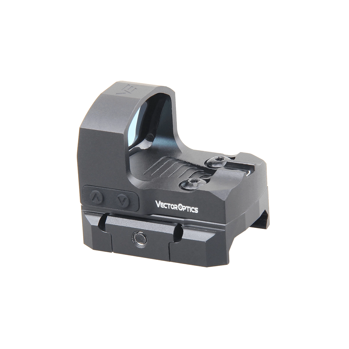Frenzy-S Red Dot Visier mit offenem Design und seitlicher Bedienung, optimiert für schnelle Zielaufnahme und einfache Montage auf Waffen.