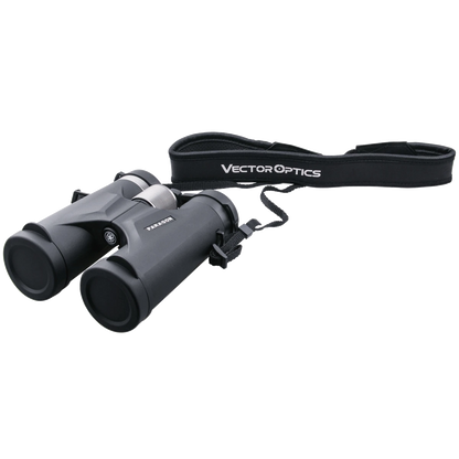 Vector Optics Paragon 8x42 Fernglas mit Trageriemen und Schutzkappen. Perfekt für Reisen, Wandern und professionelle Anwendungen.