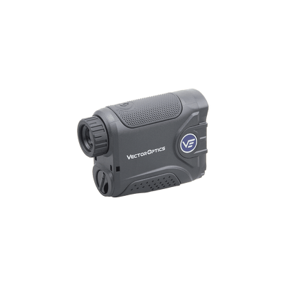 Seitliche Ansicht des Paragon 6x21 Laser-Entfernungsmessers mit ergonomischem Griff und robustem Gehäuse für präzise Distanzmessung.