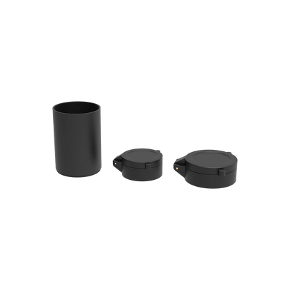 Zubehörset für Orion Pro Zielfernrohr 3-18x50 SFP inklusive Sonnenblende und Schutzkappen für Objektiv und Okular.