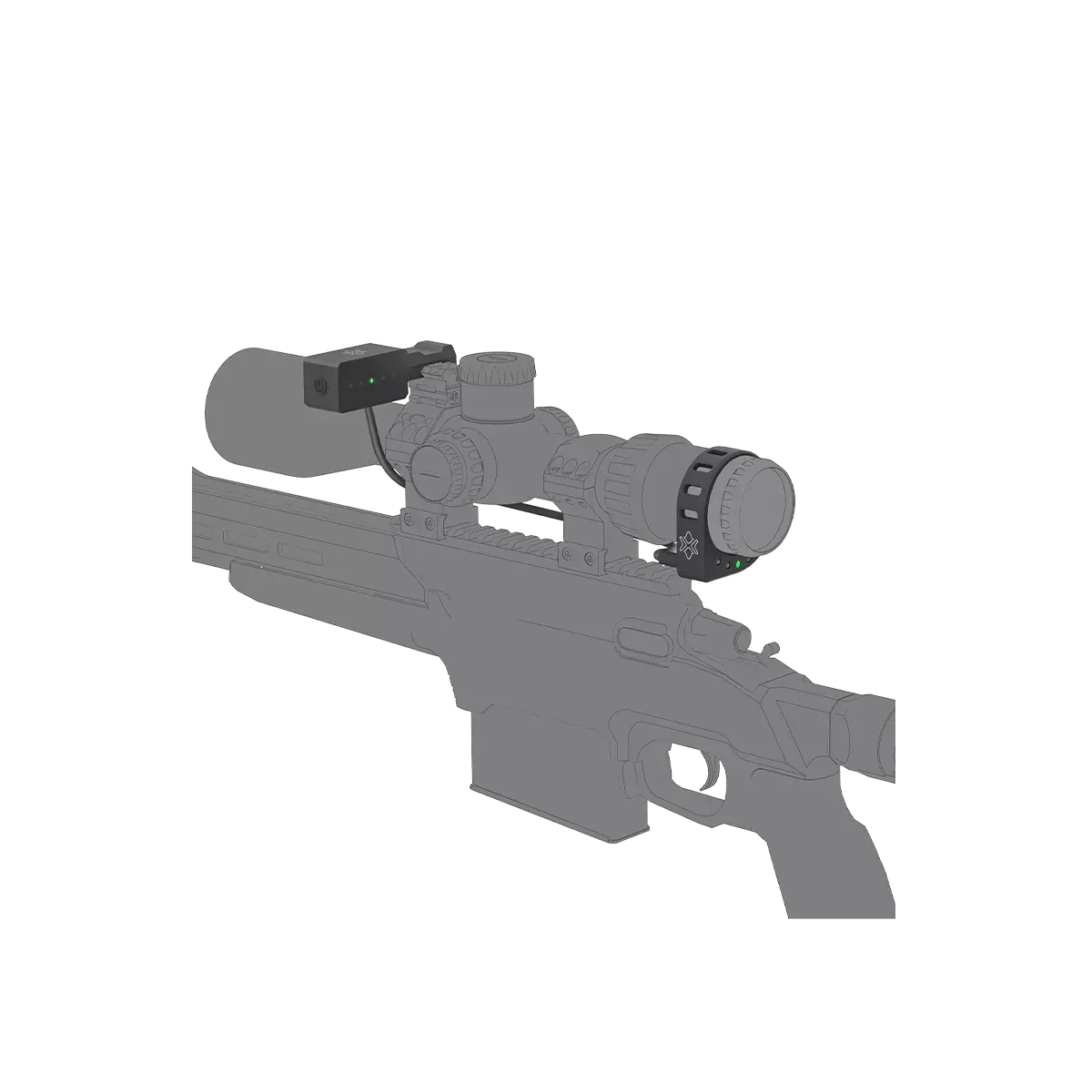 Technische Maße der elektronischen Wasserwaage SCACD-28, kompakte Bauform für Optik- und Waffenzubehör