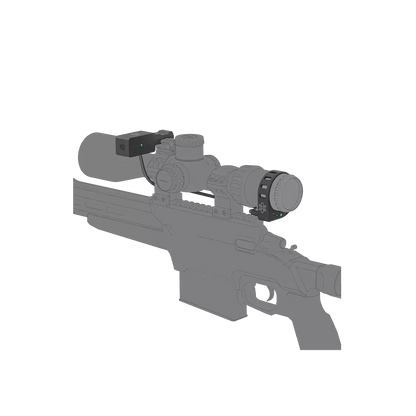 Technische Maße der elektronischen Wasserwaage SCACD-28, kompakte Bauform für Optik- und Waffenzubehör