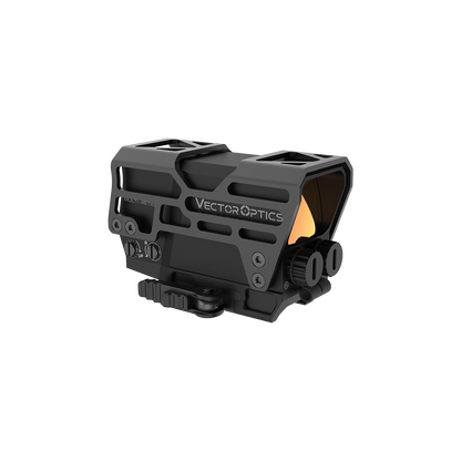 Seitliche Ansicht des Frenzy Plus 1×31×26 Red Dot mit IP67-Schutz und Schnellspannmontage. Perfekt für taktische Anwendungen.