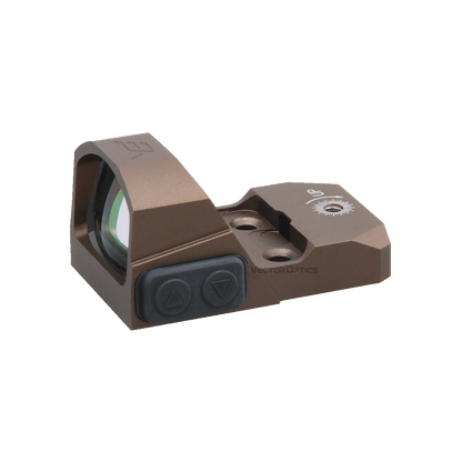 Frenzy SCRD-F19II Red Dot Sight von Vector Optics mit 3 MOA Punkt, IPX6 wasserdicht, braunes Aluminiumgehäuse für leichte Waffen.