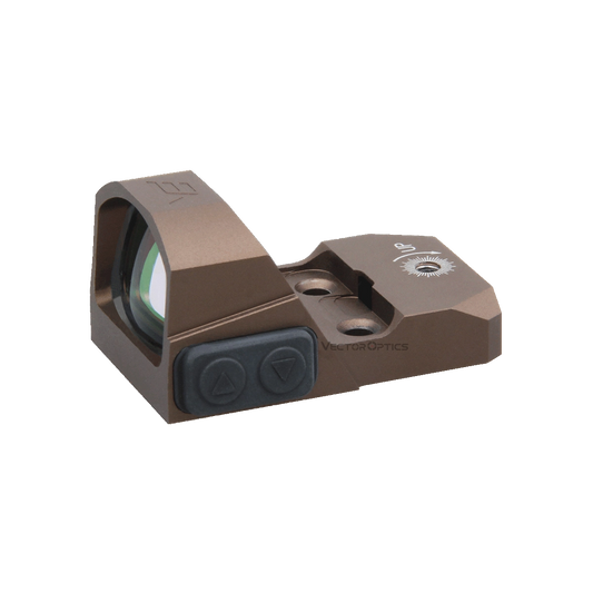 Frenzy SCRD-F19II Red Dot Sight von Vector Optics mit 3 MOA Punkt, IPX6 wasserdicht, braunes Aluminiumgehäuse für leichte Waffen.