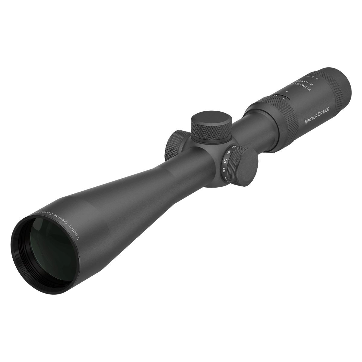 Vector Optics Forester 3-15x50 SFP Zielfernrohr mit großem Objektivdurchmesser, ideal für Raubwildjagd bei schlechten Lichtverhältnissen.
