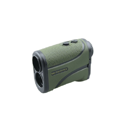 Paragon 6x25 LCD Rangefinder - GenII mit grünem Gehäuse und zwei Objektiven, ideal für präzise Entfernungsmessung bis 1850 m.