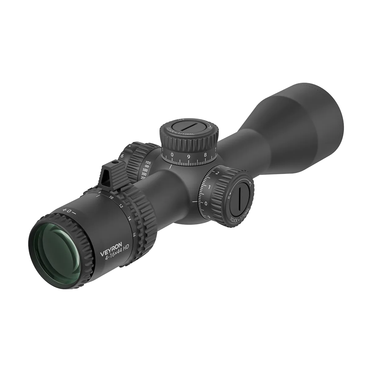 Rückansicht des Veyron GenII 4-16x44 HD CTR Zielfernrohrs mit Zoomring und Dioptrienverstellung für individuelle Anpassung.