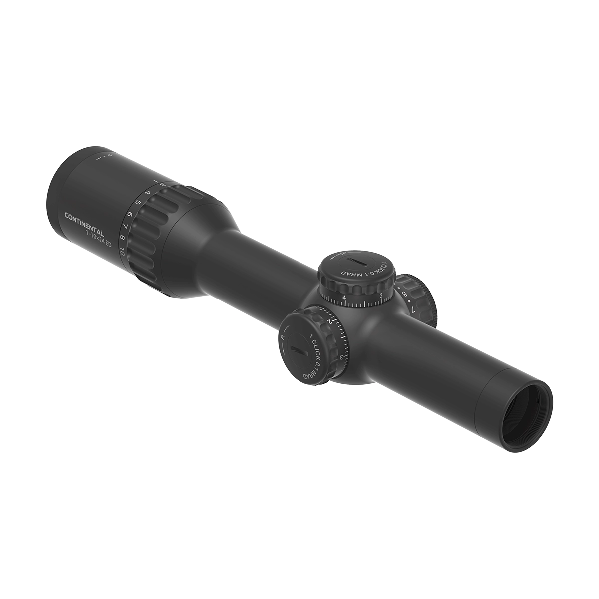 LPVO Zielfernrohr Continental X10 1–10×24i ED mit robustem Monorohr und Fiber Dot Absehen. Perfekt für dynamisches Schießen bei jedem Licht.
