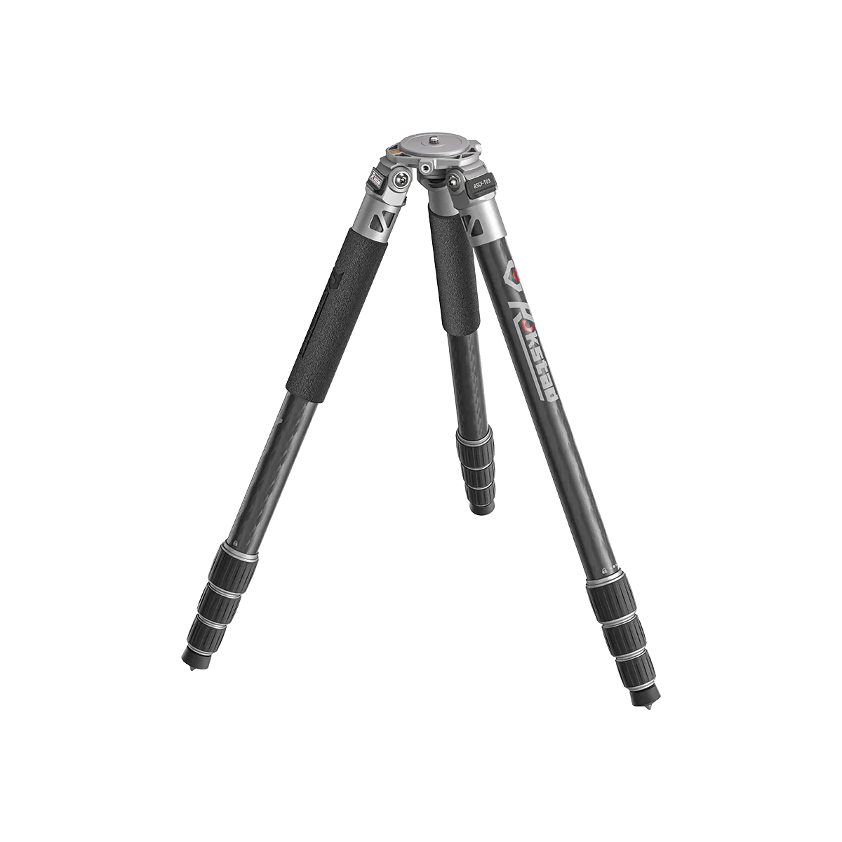 Reisestativ RSCF-T03 aus Karbon mit mittlerer Beinspreizung, leicht und stabil für professionelle Kameraausrüstung.