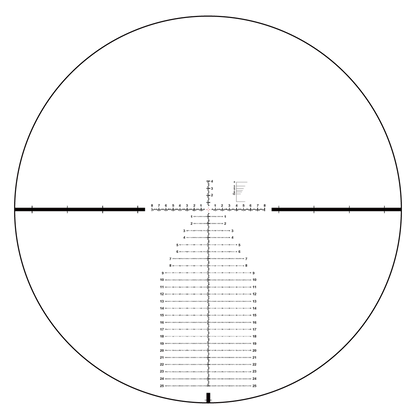 Beleuchtetes taktisches Absehen des Continental x6 3-18x50 FFP Zielfernrohrs für präzises Zielen bei PRS-Wettkämpfen und Weitschüssen.