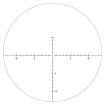 Schwarzer Hintergrund mit beleuchtetem Punktabsehen des Minotaur 12-60x60 GenII SFP für optimale Zielgenauigkeit bei schlechten Lichtverhältnissen.
