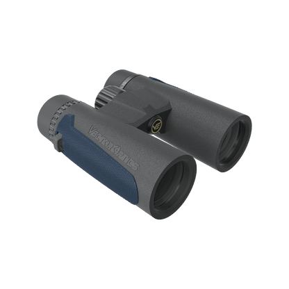 Hochwertiges Continental 8x42 ED Fernglas mit blauer Griffzone und stoßfester Bauweise – ideal für den Einsatz bei jedem Wetter.