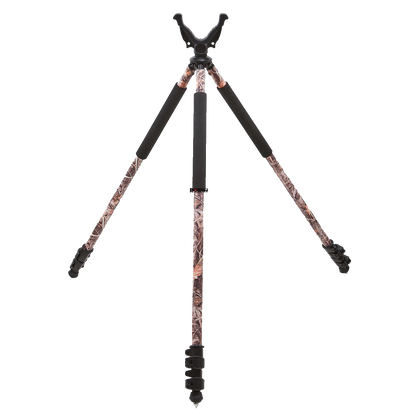 Camo Dreibein SGGR-08 mit gepolsterten Griffen und verstellbaren Beinen – flexibles Stativ für Jäger und Schützen im Tarnmuster.