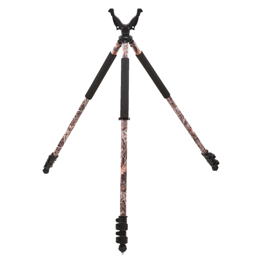 Camo Dreibein SGGR-08 mit gepolsterten Griffen und verstellbaren Beinen – flexibles Stativ für Jäger und Schützen im Tarnmuster.