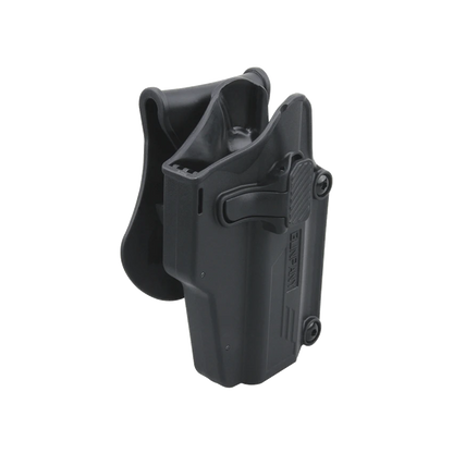Multi-Fit Universalholster GPHR-01 mit Schnellverschluss, passend für verschiedene Pistolenmodelle, ergonomisch für Rechtshänder.