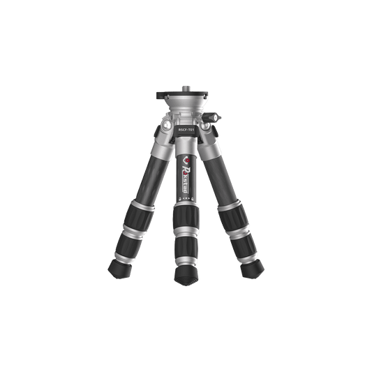 Kompakter Tripod aus Karbon (RSCF-T01) von Vector Optics Schweiz mit kurzen, stabilen Beinen für Tischaufnahmen und Outdoor-Fotografie.