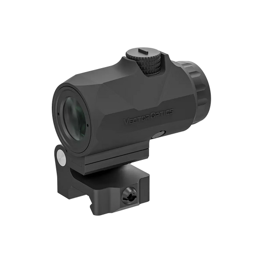 Maverick-IV 3x22 Magnifier mit ergonomischem Design und Gummiarmierung, ideal für präzises Zielen mit 3x Vergrößerung.