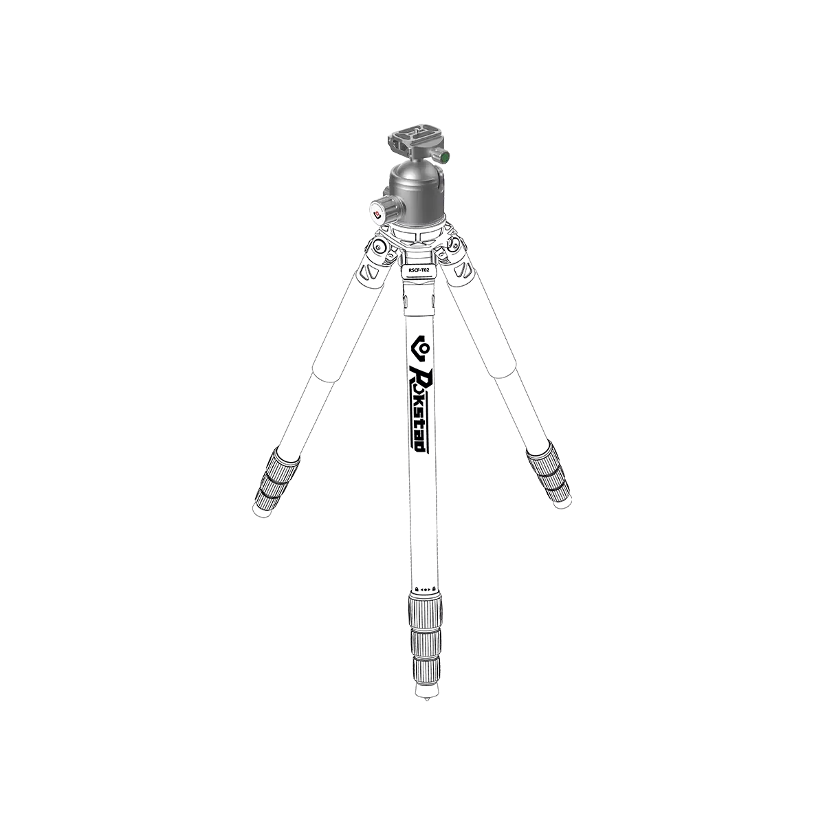 56mm Kugelkopf montiert auf Stativ, ideal für stabile Kameraaufnahmen bei Fotografie, Jagd und Outdoor-Einsätzen mit hoher Tragkraft.