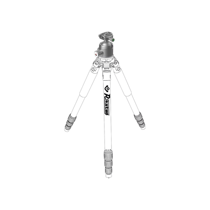 56mm Kugelkopf montiert auf Stativ, ideal für stabile Kameraaufnahmen bei Fotografie, Jagd und Outdoor-Einsätzen mit hoher Tragkraft.