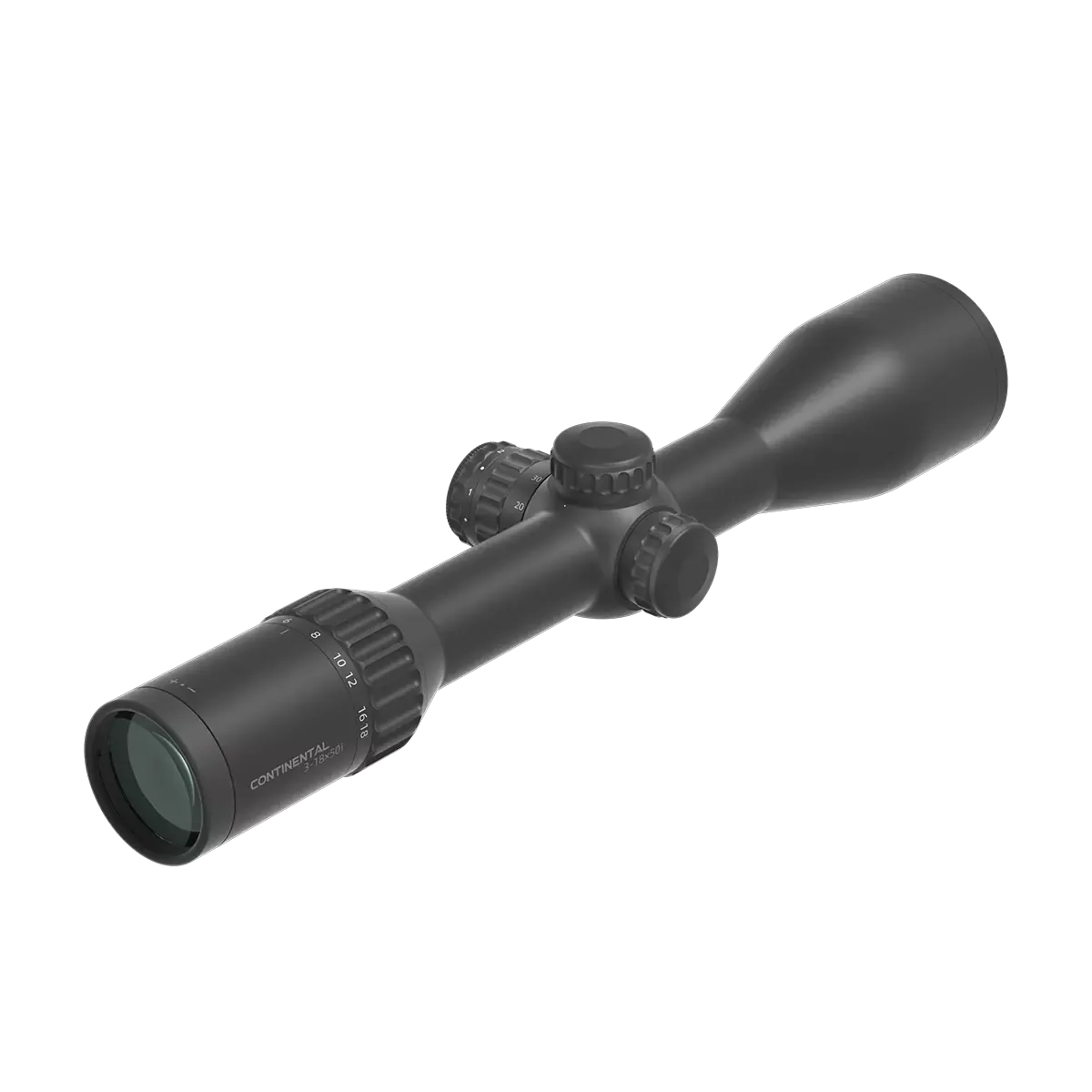 Vector Optics Continental x6 3-18x50 mit klarer Vergrößerungsskala und ergonomischem Design für präzise Zielerfassung.