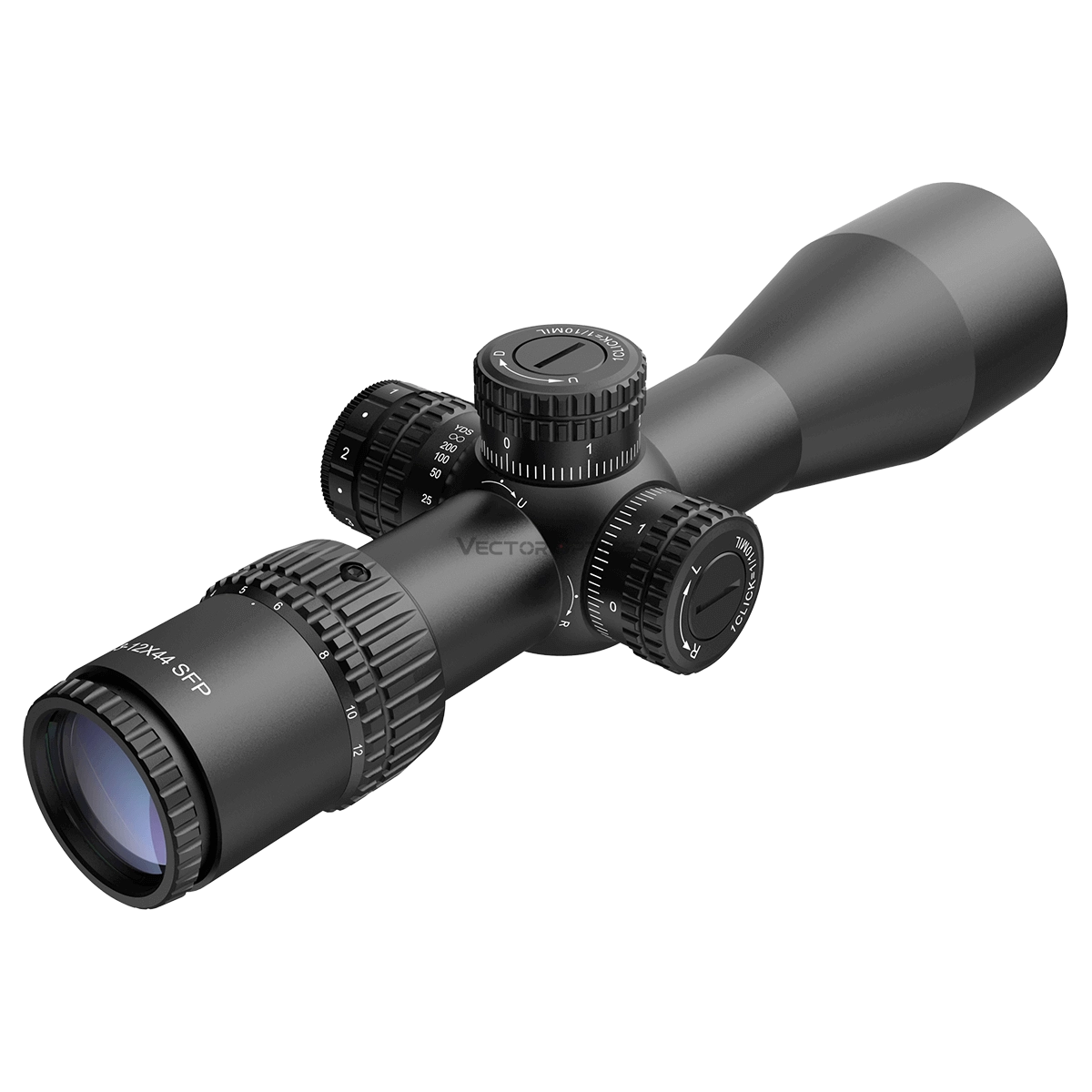 Veyron 3–12×44 IR Zielfernrohr – diagonale Ansicht mit verstellbarem Okular und Parallaxenausgleich ab 10 Yards für präzise Zielerfassung.