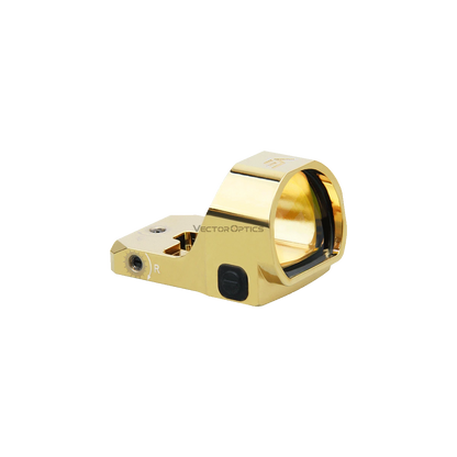 Goldenes Vector Optics Frenzy 1x22x26 Red Dot Visier mit 3 MOA Punkt und automatischem Helligkeitssensor für taktische Einsätze.