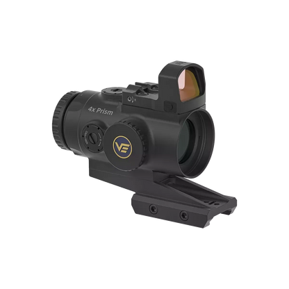 Robustes Vector Optics 4x24 Prisma-Zielfernrohr mit Frenzy 1x17x24 Green Dot, perfekt für taktische Einsätze und präzises Zielen auf mittlere Reichweite.