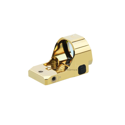 Kompaktes Frenzy 1x22x26 Red Dot Sight in Gold mit seitlichem Bedienknopf und präziser Optik für Jagd und Sportschützen.