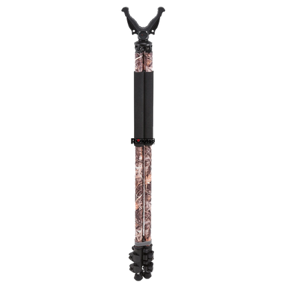 Kompakt zusammengefaltetes Camo Dreibein SGGR-08 – tragbares Jagdstativ mit Tarnoptik für den mobilen Einsatz.