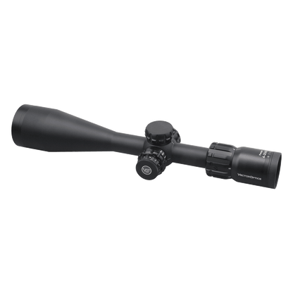 Schrägansicht des Vector Optics Paragon 4-20x50 SFP mit 92mm Augenabstand und langlebigem Design für Raubwildjagd und Sportschützen.