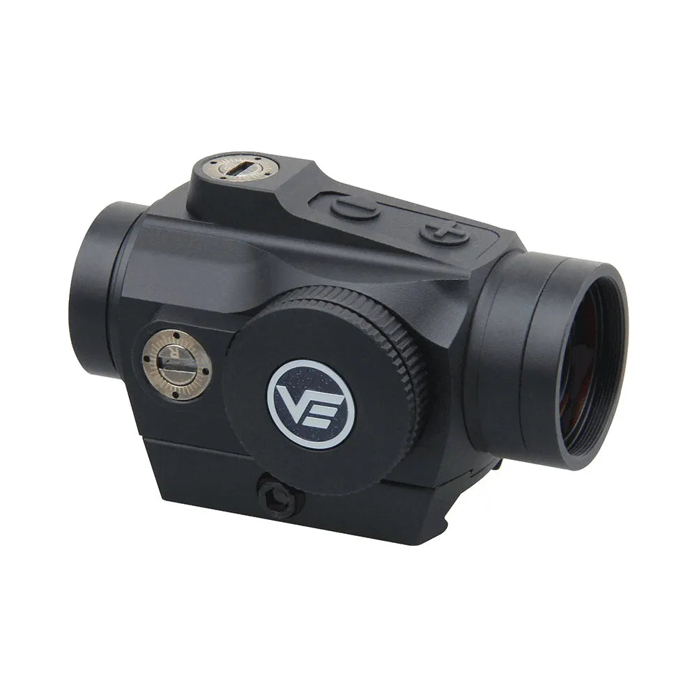 Kompaktes Maverick IV 1×25 Mini (SCRD-51) Rotpunktvisier von Vector Optics mit robustem Aluminiumgehäuse und seitlichem Logo.