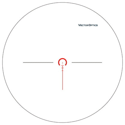 Absehen des Vector Optics Tauron 1-6x24 FFP mit beleuchtetem Fadenkreuz für schnelle Zielerfassung bei dynamischen Schießdisziplinen.